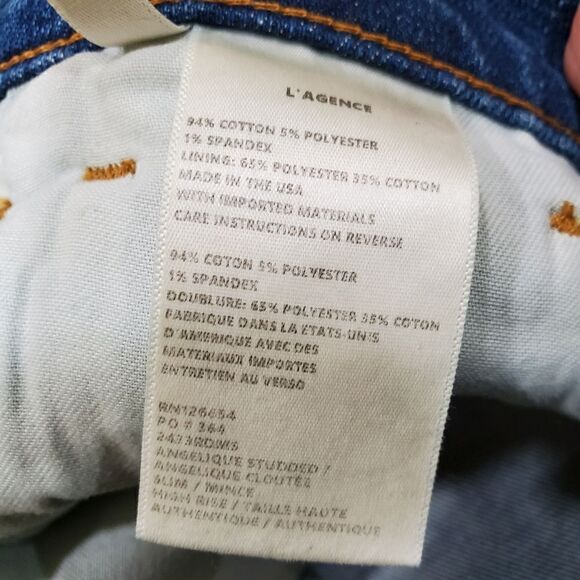 L'AGENCE Angelique High-Rise Studded Skinny Jeans 25 - Picture 11 of 11